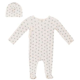 Fragile Fruit Print Wrap Romper Set with Hat in Blue at Nordstrom, Size 1M