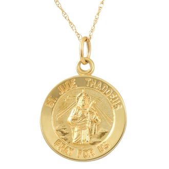 Pompeii3 14k Yellow Gold St. Jude Thaddeus Medal Pendant 1 Tall 2.5 Grams