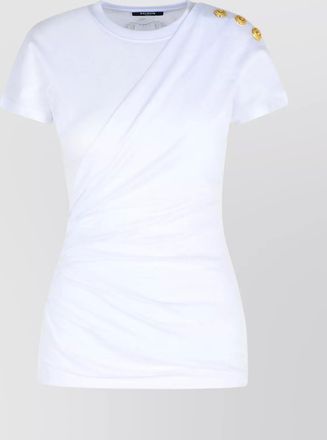 Balmain cotton ribbed draped short-sleeve t-shirt