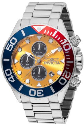 Invicta Grand Diver 48585 Herenhorloge - Quartz Uurwerk - Roestvrij Staal met Gele Wijzerplaat - 52 mm