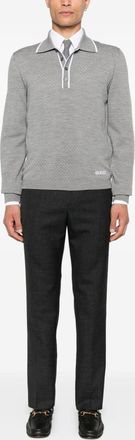 Gucci Mens Wool Long-sleeves Polo Shirt - Grey - Size X-Large