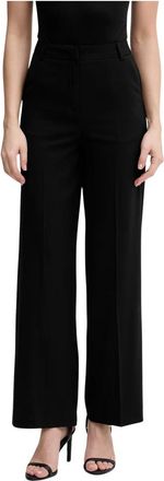 Benetton Wide broek met persvouw - Dames - Wijde Broeken - Zwart - L - Polyester - Broeken