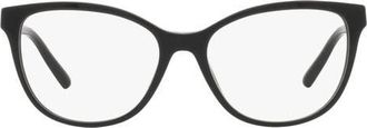 Emporio Armani 53mm Pillow Optical Glasses in Black /Demo Lens at Nordstrom