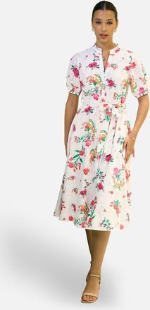 Yumi Broderie Anglaise Midi Shirt Dress in White at Nordstrom, Size 10