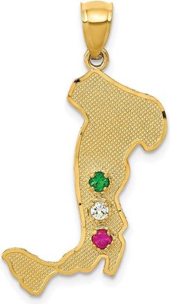 Diamond2Deal 14k Yellow Gold Italy Emerald, Ruby and Cubic Zirconia Stones Charm