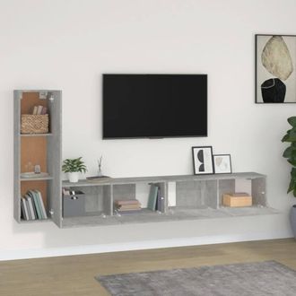 Berkfield Home Classic 3 Piece TV Cabinet Set Concrete Grey Engineered Wood