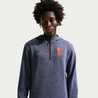 Nike Illinois Fighting Illini Nike Mens NCAA Basketball Coaches Pullover Hoodie in Blue | IM2614-419