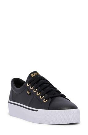 Keds Jump Kick Duo Leather Lace-Up Sneaker in Black at Nordstrom, Size 5.5