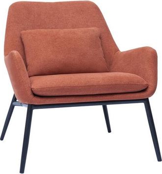 Miliboo Miliboo - Sillón moderno de tejido efecto aterciopelado terracota y metal negro maxine