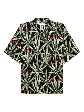 Wacko Maria High Times marijuana-leaf print shirt - Black