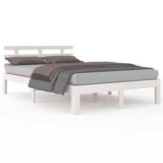 Berkfield Home Bed Frame White Solid Wood 135x190 cm Double