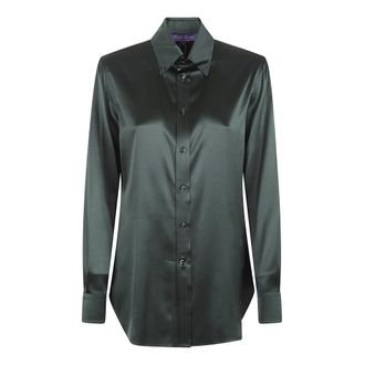Polo Ralph Lauren Shirts, female, Green, Size: XS Green Silk Shirt Elegant Style