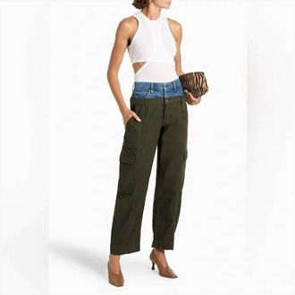 Frame Denim Le Mix Trimmed Cotton-Canvas Cargo Pants In Denim