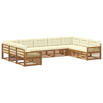 vidaXL Conjunto De Sof&aacute;s De Exterior 9 Uds. Natural Y Crema Vidaxl