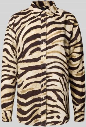 Lauren Ralph Lauren Regular Fit Bluse im Allover-Look Modell KOTTA in Mittelbraun Mel, Größe XL