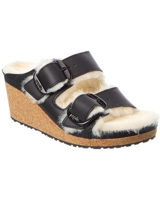 Birkenstock Papillio By Birkenstock Nora Big Buckle Narrow Leather & Shearling Sandal