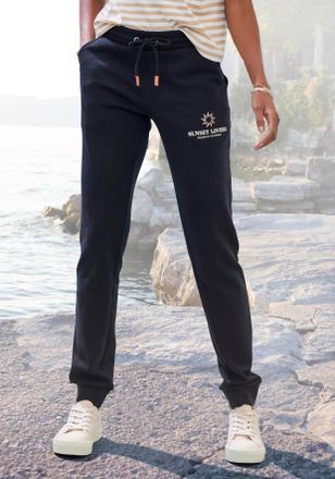 H.I.S Sweathose H.I.S, Damen, Gr. 32/34, N-Gr, schwarz, Sweatware, Obermaterial: 60% Baumwolle, 40% Polyester, unifarben, bequem lang, Hosen Sweathose, aus 