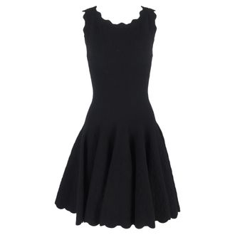 Alaia Ala&iuml;a mini-jurk met geschulpte rand in zwarte wol