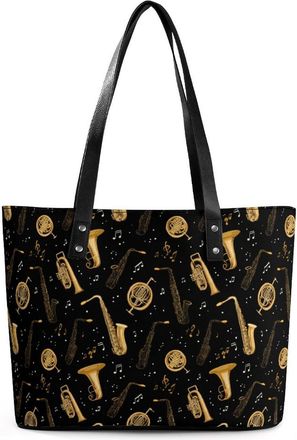Generic Music Trombone Saxophone Tote Bags for Women Cute Shoulder Purses Handbags