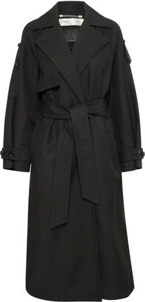 Inwear Jassen, Dames, Zwart, 2Xl, Zwarte Trenchcoat met Brede Kraag