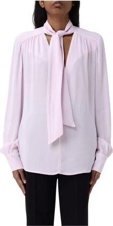 Elisabetta Franchi Overhemden, Dames, Roze, S, Zijden Blouse met Strikdetail