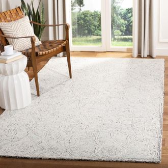 Safavieh Micro-Loop Hand Made Area rug, Grey / Ivory Traditional Style Non-Shedding
