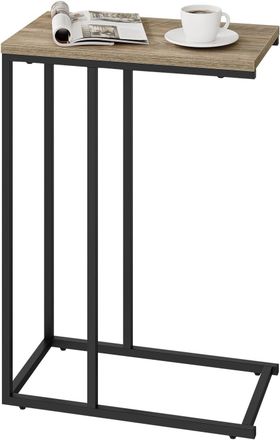 Woltu Woltu - Mesa Consola, Mesa De Sof&aacute;, Mesa De Centro Con Soporte En Forma De C, Efecto Madera Gris