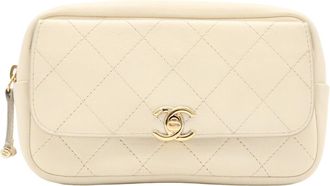 Chanel Light Beige Leather Fanny Pack (Pre-Owned)
