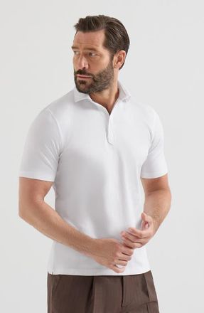 Brunello Cucinelli Cotton jersey polo with shirt-style collar in White at Nordstrom, Size Xxx-Large