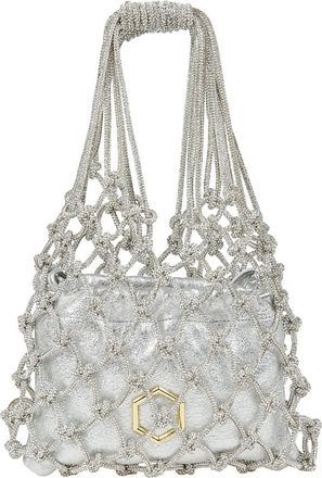 Hibourama Bags Shoulder Bags, female, Gray, Size: ONE SIZE Woven Crystal Handbag with Pouch