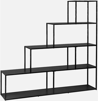 Sweeek Sweeek - Estantería escalera de metal negro con 4 niveles, Industrielle, Negro, 160x30x157 cm