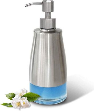 OEM Dispensador De Jab&oacute;n De Pared - Acero Inoxidable Niquelado Cepillado + Cristal - 320 Ml - Recargable - Para Ba&ntilde;o Y Cocina - Elegante Y Duradero