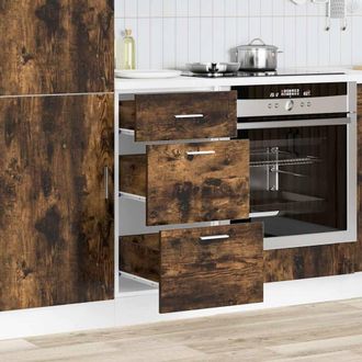 Berkfield Home Durable Bottom Cabinet Smoked Oak 40x46x81.5 cm Engineered Wood in Brown
