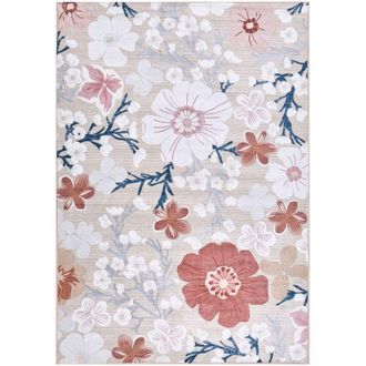 Beliani Area Rug Multicolour Fabric 160 x 230 cm Modern Flower Pattern Living Room Bedroom For Underfloor Heating Anti-Slip Bottom DAZKIRI