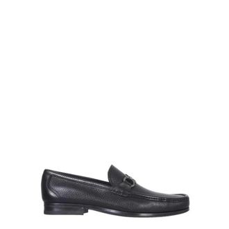 Ferragamo Gancini Leren Loafers - Heren - Schoenen - Zwart - Maat: 39 1/2 EU Leer