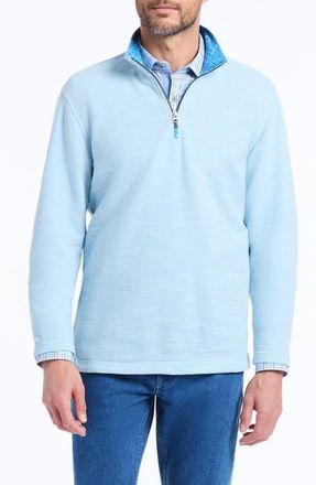 Robert Graham Ledson Quarter-Zip Knit Sweatshirt in Glacier at Nordstrom, Size Xxx-Large