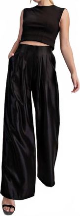 Glam Wide Leg Tie High-Waisted Pant In Black