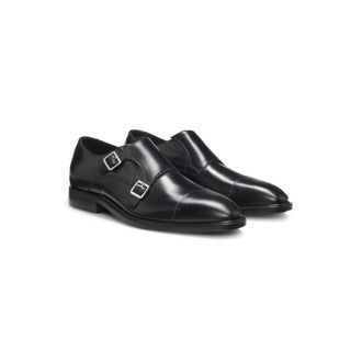 BOSS Double-strap monk shoes in leather