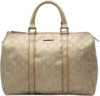 Gucci Pre-owned Boston Bag - Dames - Vintage Handtas - Beige - ONE Size - Leer - Vintage