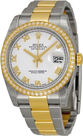 Rolex Oyster Perpetual Datejust 36 White Dial Stainless Steel and 18K Yellow Gold Bracelet Automatic Ladies Watch 116243WRO