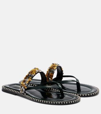 Dries Van Noten Sequined leather thong sandals
