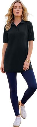 Roaman's Oversized Polo Tunic in Black at Nordstrom, Size 16