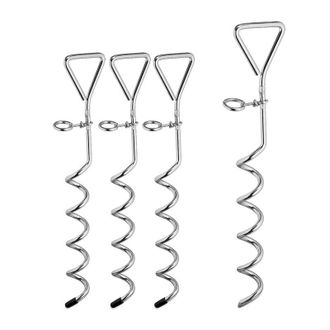 Relaxdays Set da 12 Picchetti a Spirale, Puntali per Tende & Trampolini, Acciaio, per Guinzaglio Cani, l: 42 cm, Argento - Relaxdays