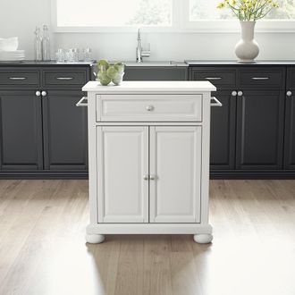 Crosley Furniture Alexandria Stone Top Portable Kitchen Island/Cart White/White