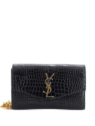 Saint Laurent Uptown Chain Wallet Crocodile Embossed Leather crossbody bag - Zwart