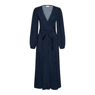Kaffe Vestido cruzado con estampado de puntos - Dresses - Mujer - Azul - 3XL