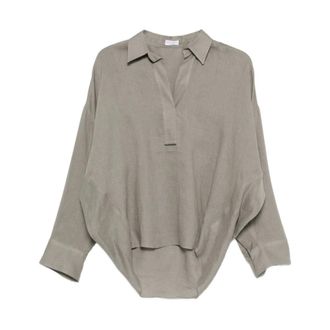 Brunello Cucinelli Brunello Cucinelli, Blouses, female, Gray, Size: M Linen Shirt