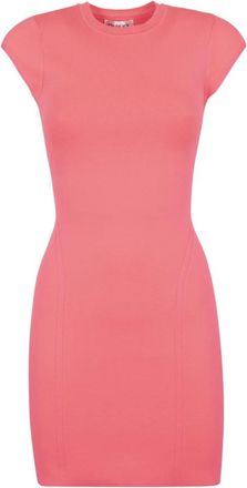 Victoria Beckham Ribgebreide Schedejurk - Dames - Korte kleedjes - Roze - 2XS - Kleedjes