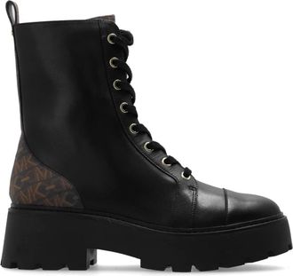 Michael Kors Blake Enkellaarsjes - Dames - Veterlaarzen - Zwart - 39 EU - Leer - Schoenen