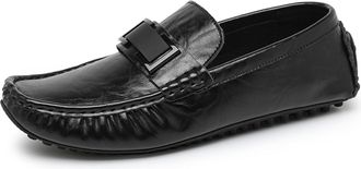 Generic Menss Loafers Genuine Leather Penny Loafers Slip on Casual Shoes Non Slip Lightweight Office Shoes (Black,11.5)